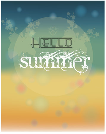 summer poster.hallo summer.summer time with beach backgroundのイラスト素材