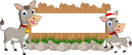 Funny donkey with blank signのイラスト素材