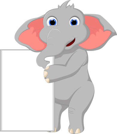 Cartoon elephant with blank signのイラスト素材