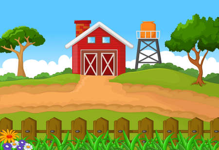 farm landscape backgroundのイラスト素材