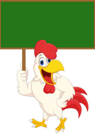 Funny Cartoon rooster presenting Vector illustration.のイラスト素材