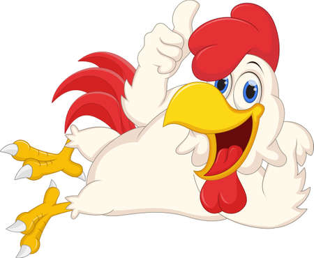 Happy Cartoon rooster Vector illustration.のイラスト素材
