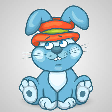 blue bunny in the hatのイラスト素材