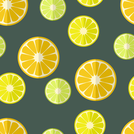 Seamless background with citrus fruits in flat design