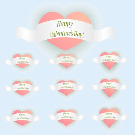 Collection of different heart with  congratulationsのイラスト素材