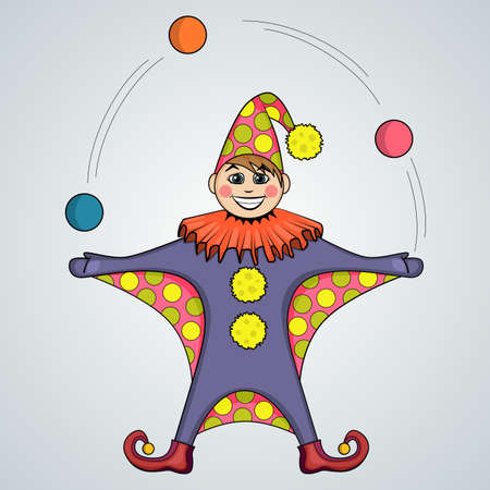 Cartoon of jester juggling ballsのイラスト素材