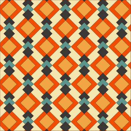 Colorful Background in patchwork style with stitchesのイラスト素材