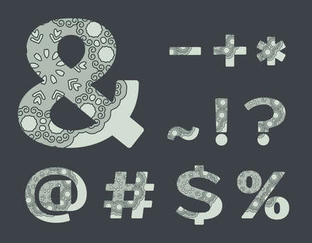 Font with lace in grey colors, symbolsのイラスト素材