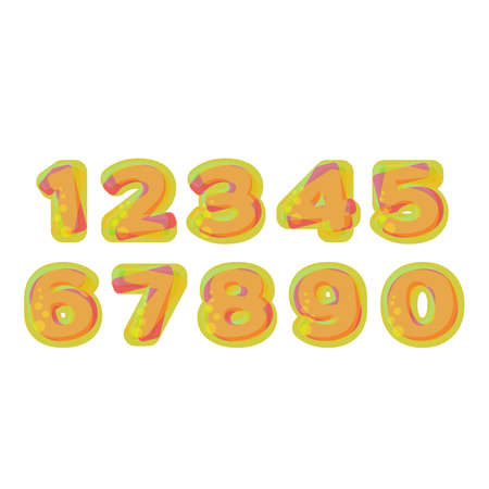 Colorful Numbers stylized  jelly or lemonade with bubblesのイラスト素材