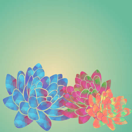Abstract colorful water lilies with triangle patternのイラスト素材