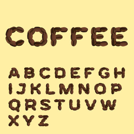 Alphabet made of coffee in flat designのイラスト素材