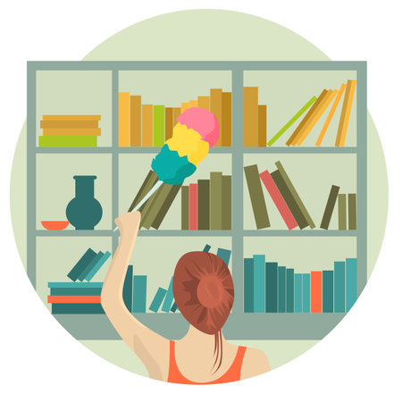 Girl making a cleaning, flat design
