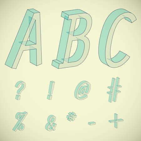 Colorful transparent 3d symbols schematically drawnのイラスト素材