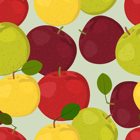 Seamless colorful background with different applesのイラスト素材