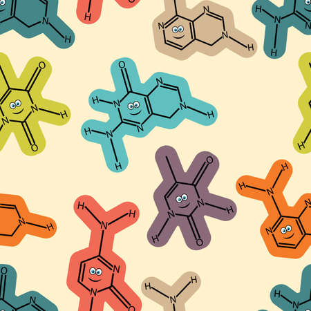 Seamless abstract Colorful background made of Smiling Cartoon moleculesのイラスト素材