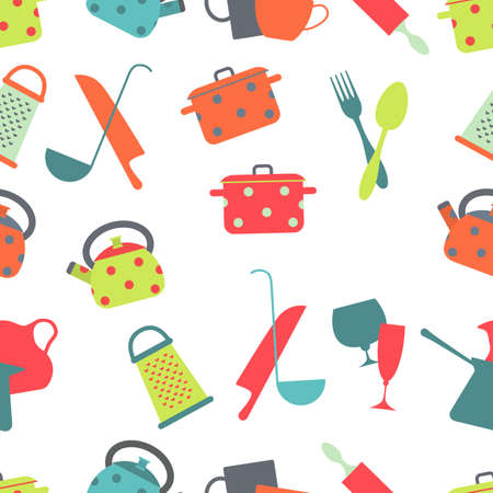 Seamless abstract background made of Dishes in flat designのイラスト素材