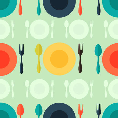 Seamless abstract background made of Dishes in flat designのイラスト素材