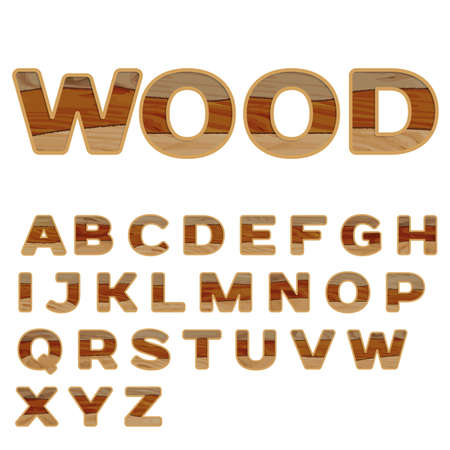 Alphabet made of woodのイラスト素材