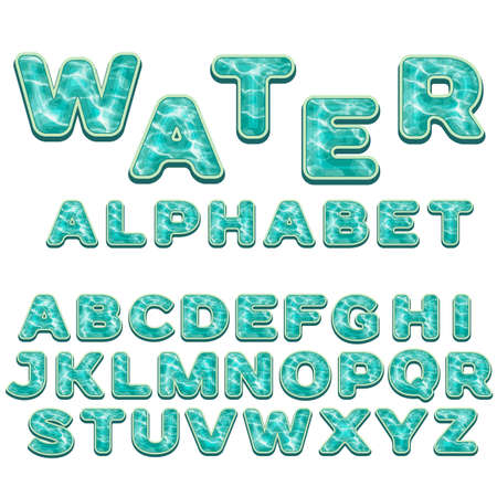 Colorful Alphabet with water patternのイラスト素材