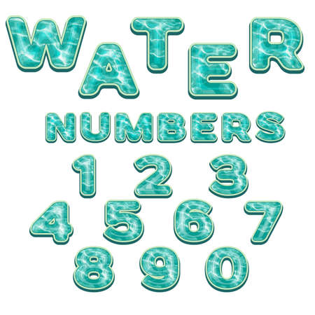 Colorful Numbers with water patternのイラスト素材