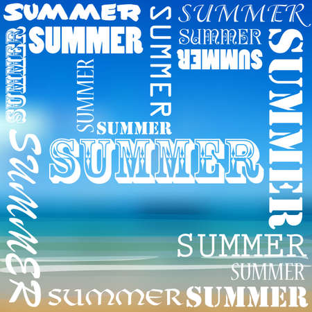 Colorful abstract image with background imitating seashore and typographicのイラスト素材