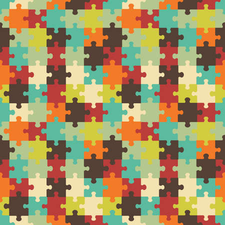 Seamless abstract colorful background made of jigsaw puzzleのイラスト素材