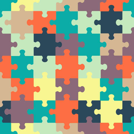 Seamless abstract colorful background made of jigsaw puzzleのイラスト素材
