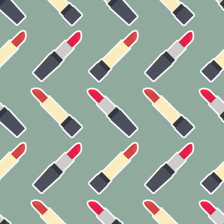 Seamless colorful background made of lipstick in flat designのイラスト素材