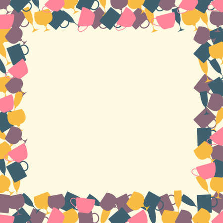 colorful frame made of different kind of dishes in flat designのイラスト素材