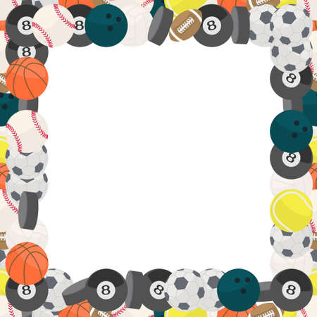 colorful frame made of different kind of balls in flat designのイラスト素材