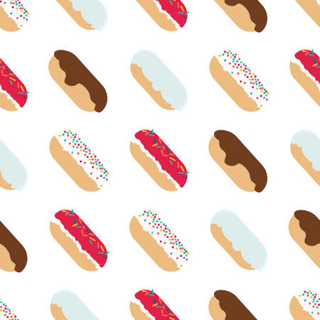 Seamless colorful background made of  donut in flat designのイラスト素材