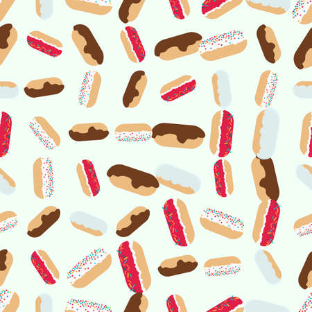 Seamless colorful background made of  donut in flat designのイラスト素材