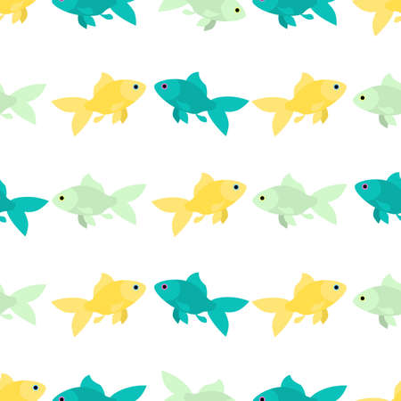Seamless colorful background made of different goldfish  in flat designのイラスト素材
