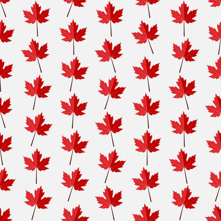 Seamless colorful background made of red maple leaves in flat designのイラスト素材
