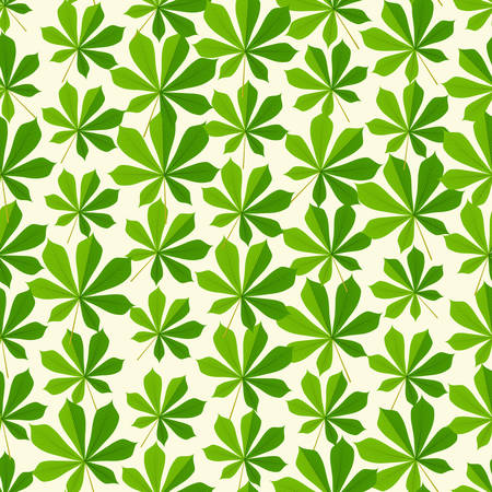 Seamless colorful background made of chestnut leaves  in flat designのイラスト素材