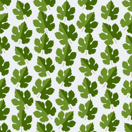 Seamless colorful background made of grape leaves  in flat designのイラスト素材