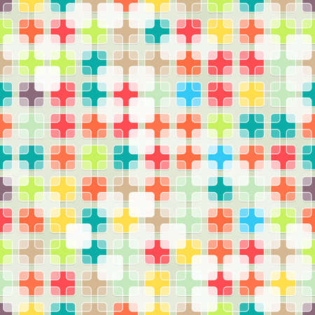 Seamless abstract background made of colorful and white transparent rounded squaresのイラスト素材