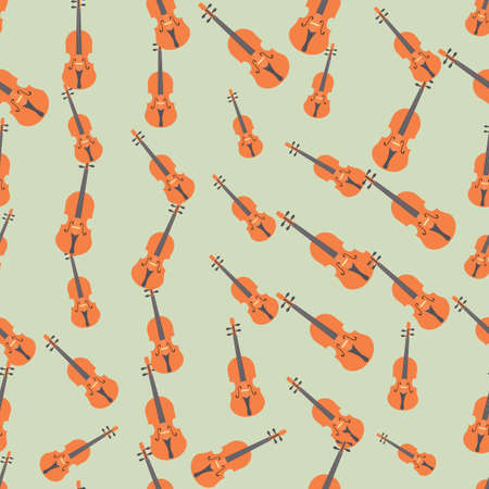 Seamless colorful background made of  violins in flat simple designのイラスト素材