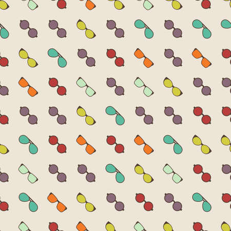Seamless colorful background made of sunglasses in flat style in retro colorsのイラスト素材