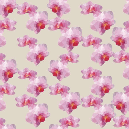 Seamless colorful background made of  orchids in flat simple designのイラスト素材