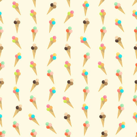 Seamless colorful background made of  ice cream in flat simple designのイラスト素材