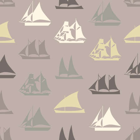 Seamless colorful background made of  different ships in flat simple designのイラスト素材
