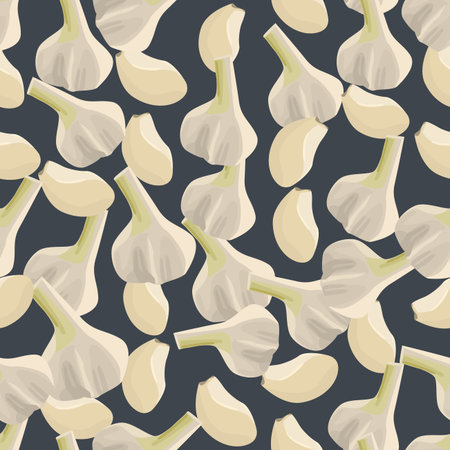 Seamless colorful background made of garlic and clove in flat designのイラスト素材