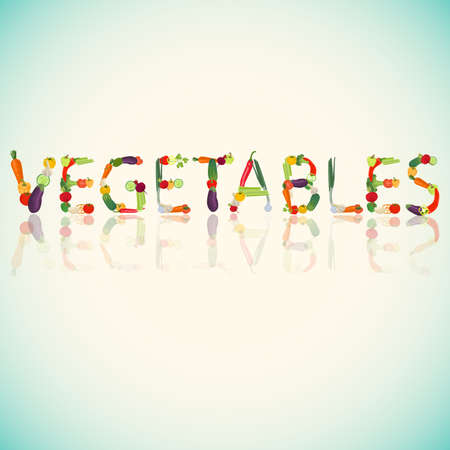 Word Vegetables made of different vegetablesのイラスト素材