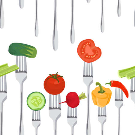 Seamless Colorful Background made of vegetables on the forksのイラスト素材