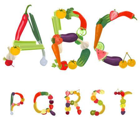 Alphabet made of fruits and vegetablesのイラスト素材