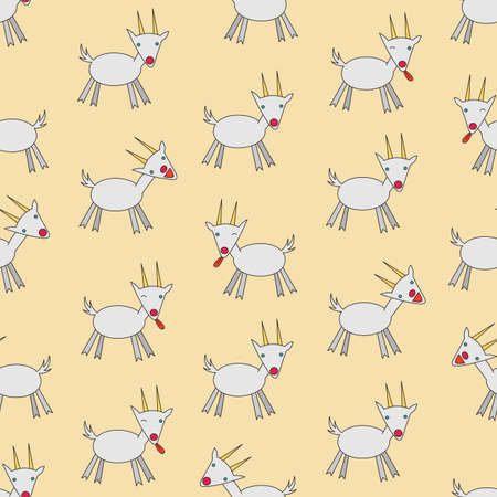 Seamless colorful background made of cartoon goatsのイラスト素材
