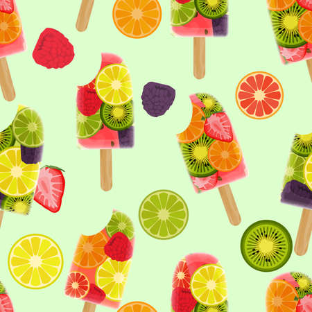 Seamless colorful background made of fruit ice creamのイラスト素材