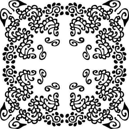 Seamless background made of exotic pattern in black and white colorsのイラスト素材