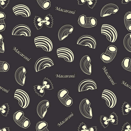 Seamless background made of pasta in linear styleのイラスト素材